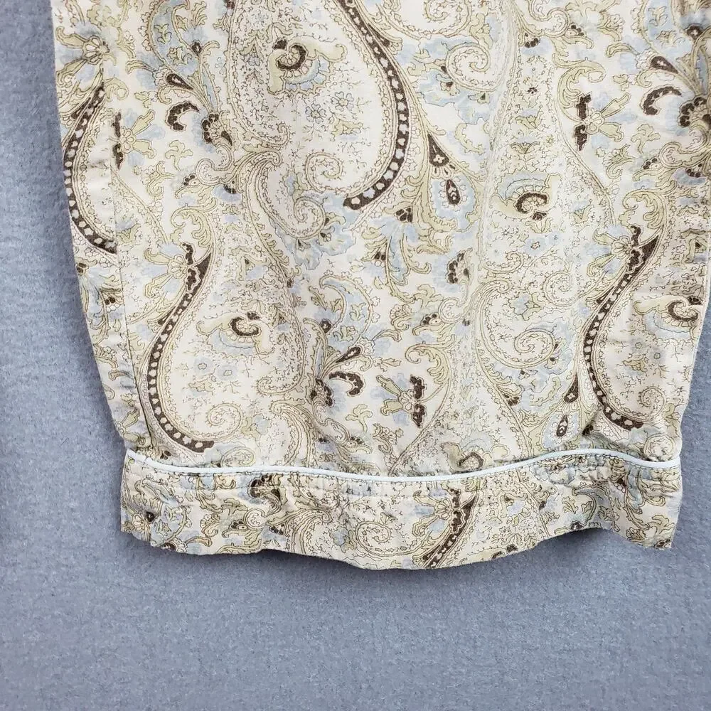 Pottery Barn Size S Pajama Set Beige Paisley Neutral Rustic Timeless‎ Loungewear